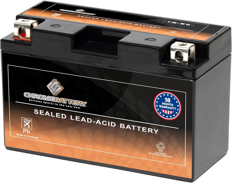 CB CHROMEBATTERY بطارية YT7B-BS 12V 110 CCA AGM – بطارية خالية من الصيانة للدراجات الرباعية، الدراجات النارية، السكوتر، جت سكي – 7 Ah T3 صمولة وبرغي – تناسب ياماها رابتور 250، هوندا CRF150، بولاريس أوتلاو والمزيد - Image 1