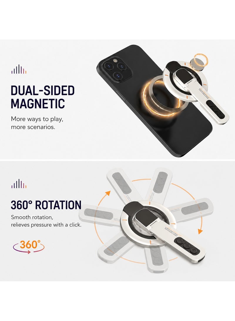 O Ozone 3-in-1 Magnetic Phone Ring Holder, 360° Rotating Grip Stand with Foldable Kickstand, Strong Magnetic Phone Mount, Compatible with MagSafe Phones & Cases- Dark Grey - Image 3