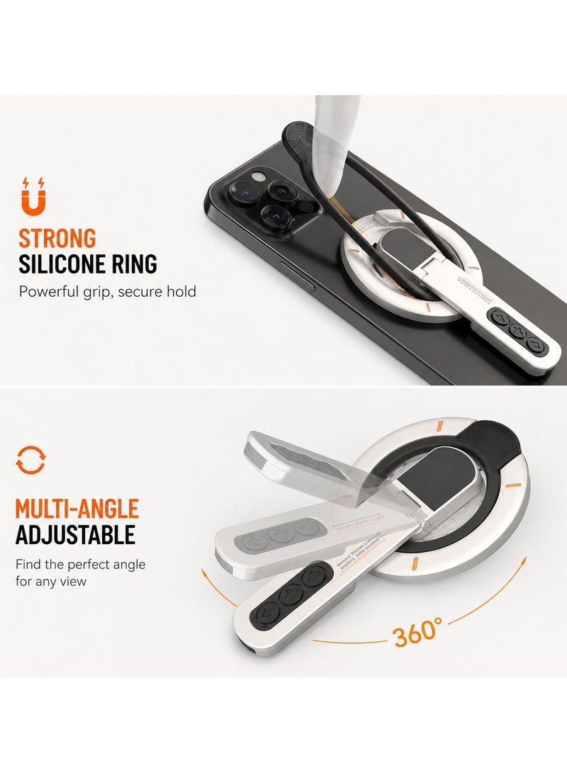 O Ozone 3-in-1 Magnetic Phone Ring Holder, 360° Rotating Grip Stand with Foldable Kickstand, Strong Magnetic Phone Mount, Compatible with MagSafe Phones & Cases- Dark Grey - Image 5