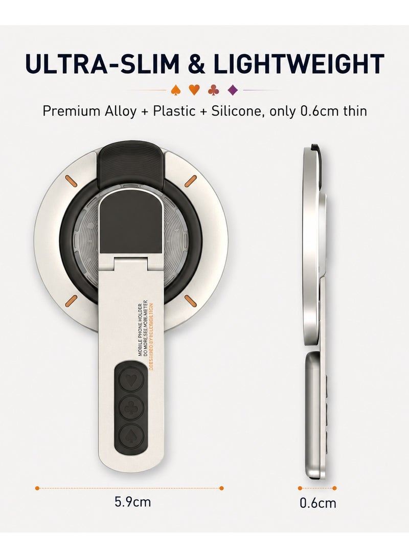 O Ozone 3-in-1 Magnetic Phone Ring Holder, 360° Rotating Grip Stand with Foldable Kickstand, Strong Magnetic Phone Mount, Compatible with MagSafe Phones & Cases- Dark Grey - Image 4