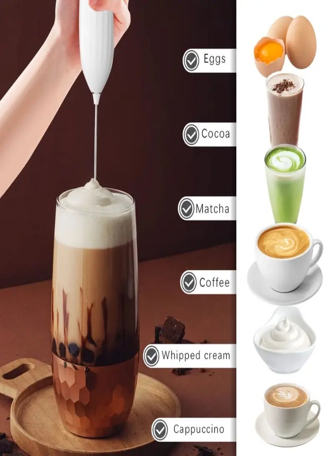 AROAQ High-Speed Electric Milk Frother with a Stand, Featuring a 10000 RPM Motor, 25 Spiral Whisks, Portable Design, Perfect for Home Use, Camping, And Making Coffee, Lattes, Cappuccinos, And Matcha - WHITE - Image 2