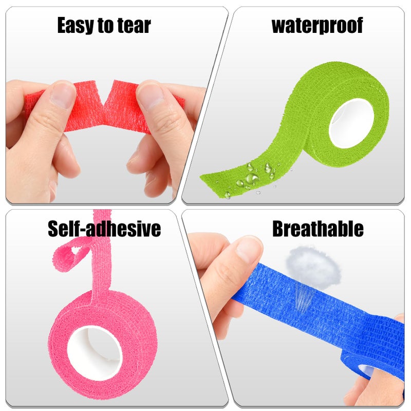 Twavang 6 Pack 1 Inches Self Adhesive Bandage Wrap Breathable Cohesive Bandage Elastic Tape for Pets, Athletic, Sports, Wrist, Knee, Ankle(5 Yards Per Roll, Mixed Colors) - Image 3