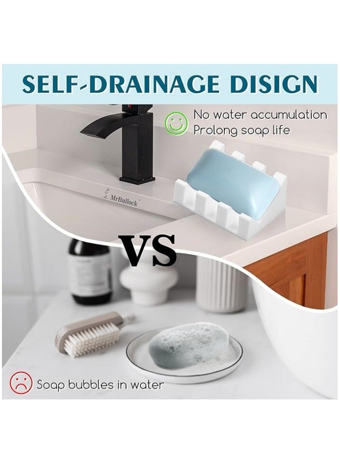Silicone Soap Dish for Bar Soap Holder for Shower Bathroom Self Draining Waterfall Drying Tray Keep Soap Bars Dry Clean & Easy Cleaning  - Image 4