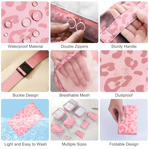 YEEYAA Packing Cubes for Travel - 8 Set Luggage Organizer Bags for Family, Mesh Breathable Packing Cubes for Suitcases Durable Travel Essentials Bags Set - Image 5