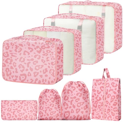 YEEYAA Packing Cubes for Travel - 8 Set Luggage Organizer Bags for Family, Mesh Breathable Packing Cubes for Suitcases Durable Travel Essentials Bags Set - Image 1