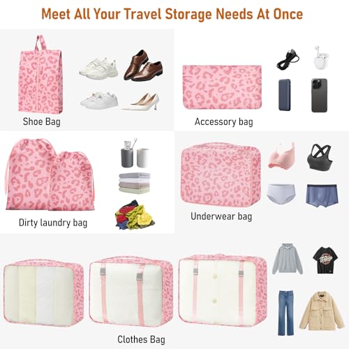 YEEYAA Packing Cubes for Travel - 8 Set Luggage Organizer Bags for Family, Mesh Breathable Packing Cubes for Suitcases Durable Travel Essentials Bags Set - Image 3