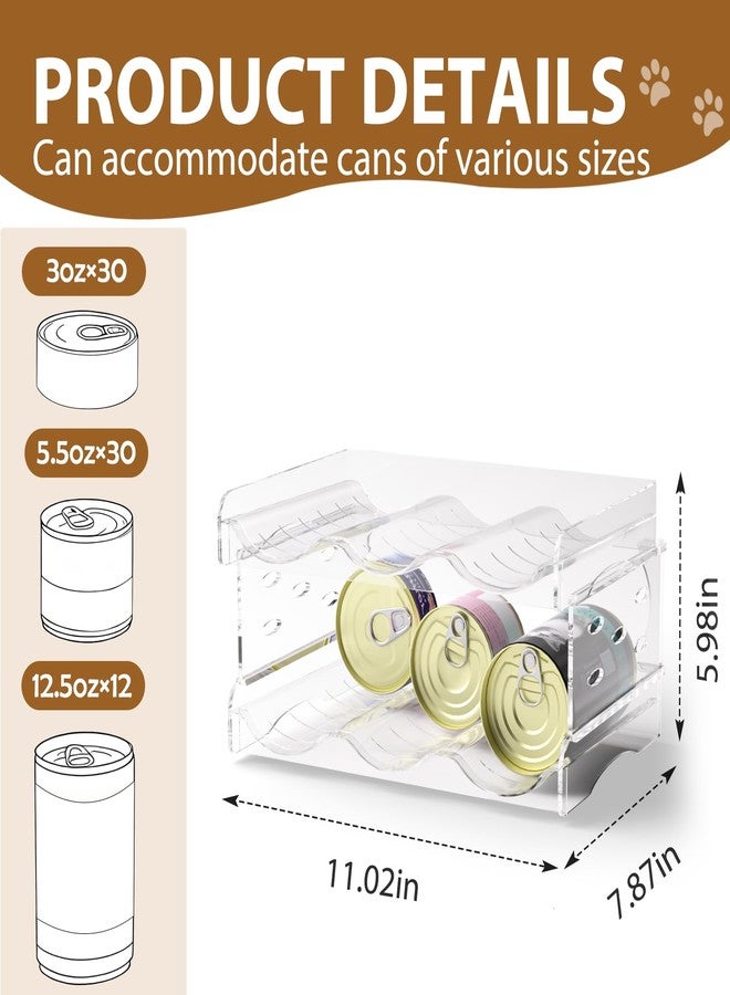 Flenpptly Cat Food Can Organizer, 2-Tier Cat Food Organizer, Transparent Can Organizer for Pantry, Canned Food Organizer Holds 30 (3oz) Cans, Pantry Can Organizer (2-Tier) - Image 2