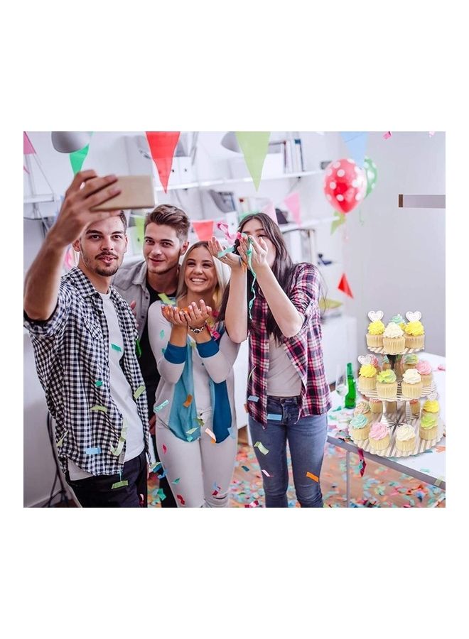 NIBEMINENT 3 Tier Cake Display Stand And Fruit Plate Silver Striped - Image 3