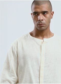 RAVIN Crew Neck Long Sleeves Cream Shirt  - Image 4