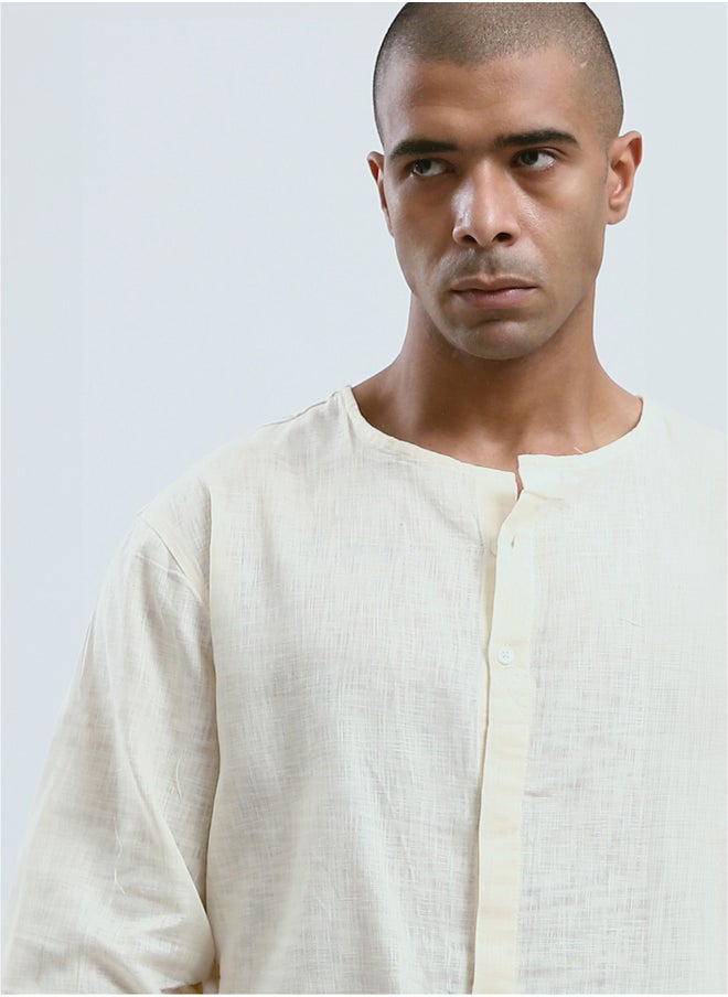 RAVIN Men's Long Sleeves Cream Shirt  - Image 4