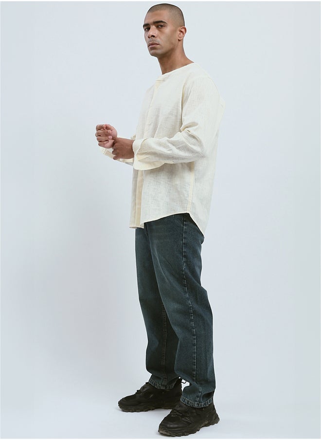 RAVIN Men's Long Sleeves Cream Shirt  - Image 5