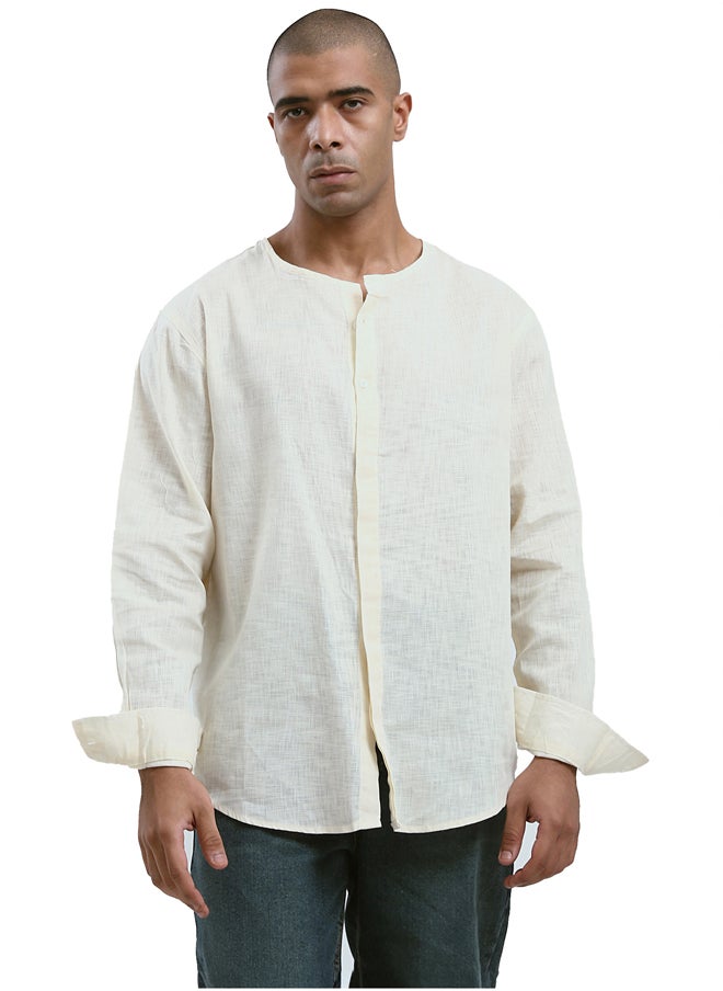 RAVIN Men's Long Sleeves Cream Shirt  - Image 1