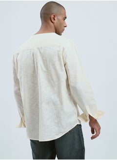 RAVIN Crew Neck Long Sleeves Cream Shirt  - Image 3