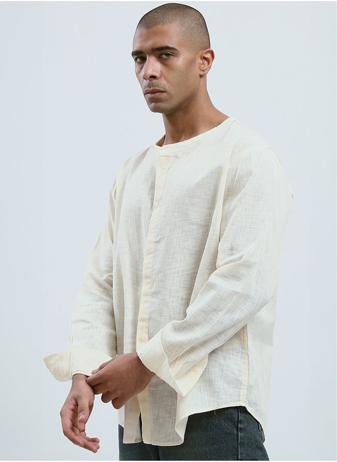RAVIN Men's Long Sleeves Cream Shirt  - Image 2
