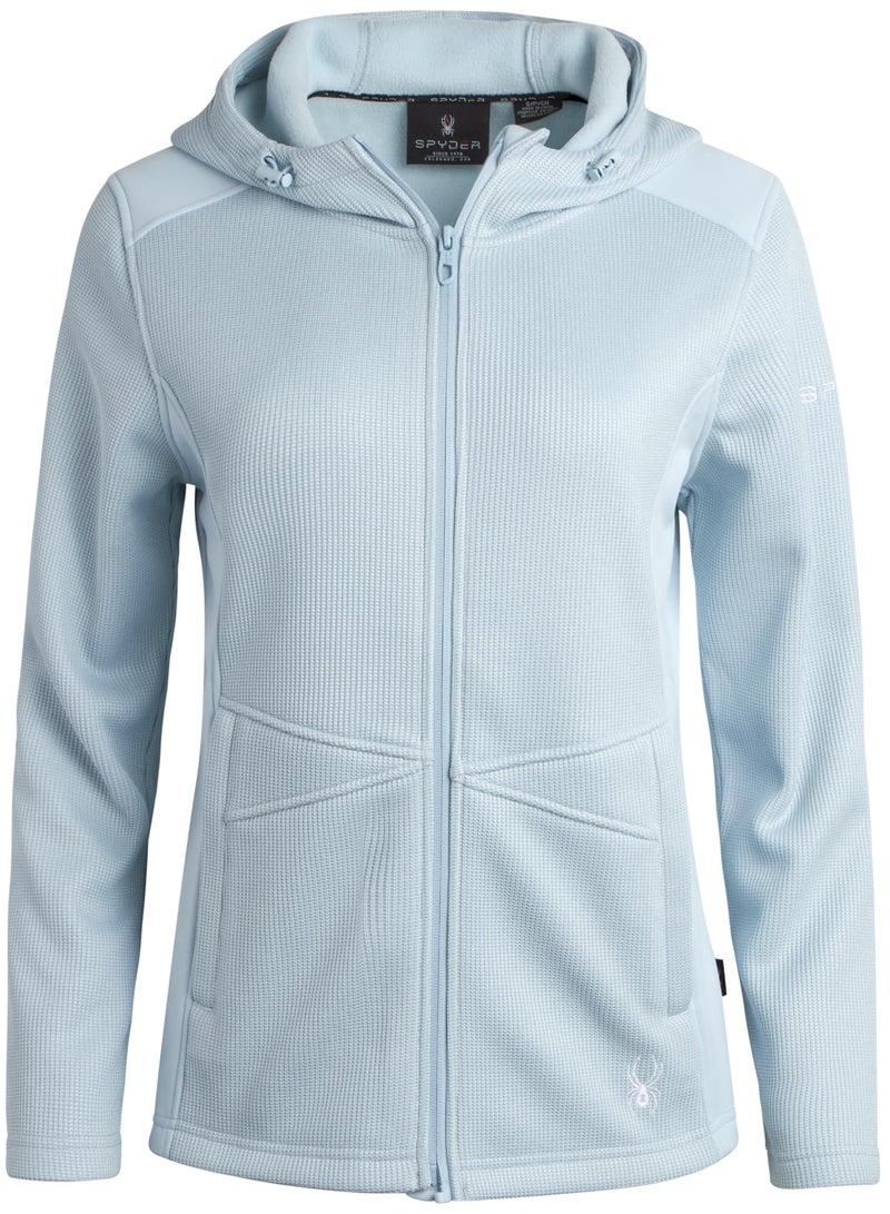 Spyder Womens Fleece Jacket - Lightweight Polar Fleece Windbreaker Jacket Women Active Zip Up Hooded Sweaters for Women, Size Medium, Ash Blue - Image 1