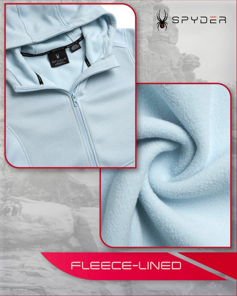 Spyder Womens Fleece Jacket - Lightweight Polar Fleece Windbreaker Jacket Women Active Zip Up Hooded Sweaters for Women, Size Medium, Ash Blue - Image 5