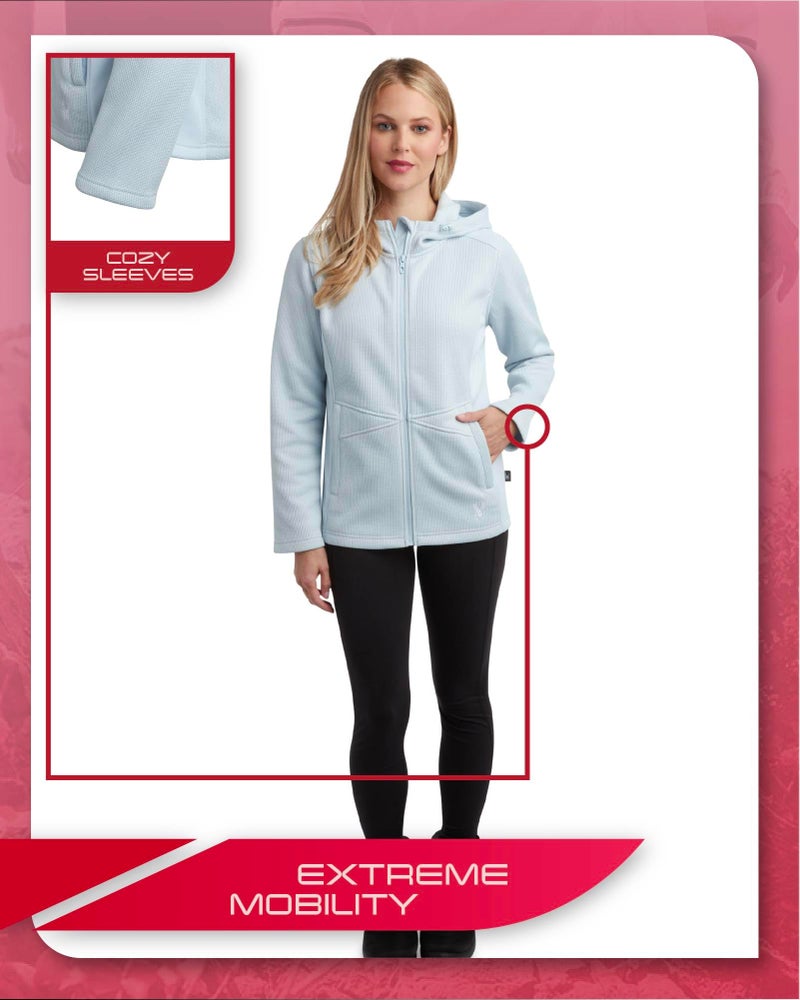 Spyder Womens Fleece Jacket - Lightweight Polar Fleece Windbreaker Jacket Women Active Zip Up Hooded Sweaters for Women, Size Medium, Ash Blue - Image 4