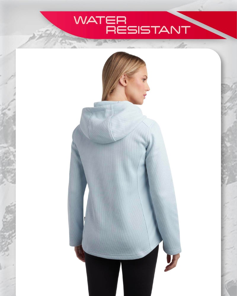 Spyder Womens Fleece Jacket - Lightweight Polar Fleece Windbreaker Jacket Women Active Zip Up Hooded Sweaters for Women, Size Medium, Ash Blue - Image 2