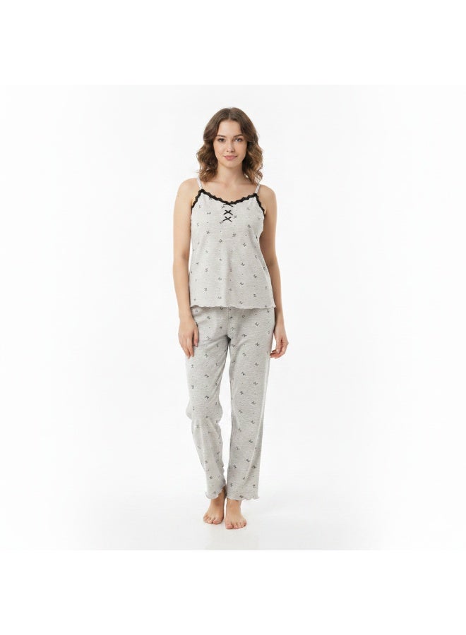 JOANNA 3-Piece Pajama Set with Lace Trim Soft Breathable Sleepwear for Women Daily Loungewear - Image 1
