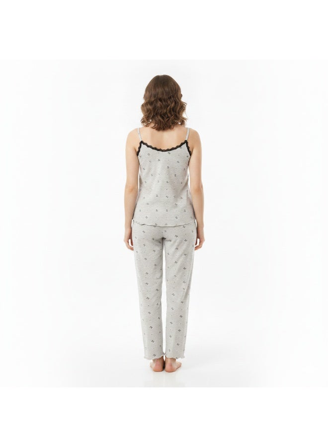 JOANNA 3-Piece Pajama Set with Lace Trim Soft Breathable Sleepwear for Women Daily Loungewear - Image 4