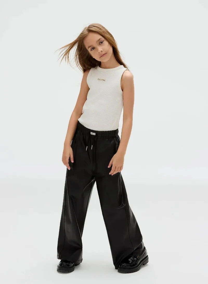 Wide Faux Leather Trousers