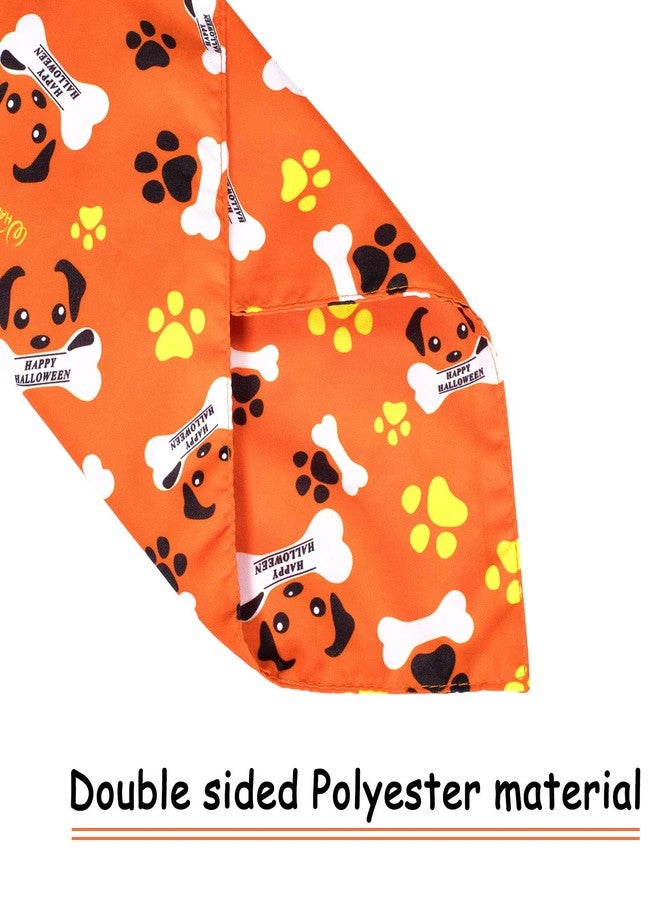 Whaline 5 Pack Halloween Dog Bandanas, Triangle Pet Scarfs Washable Pet Neckerchief Dog Bibs, Pumpkin, Ghost, Candy Corn and Bones Pet Bandanas Medium - Image 3