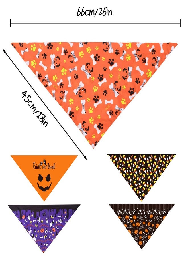 Whaline 5 Pack Halloween Dog Bandanas, Triangle Pet Scarfs Washable Pet Neckerchief Dog Bibs, Pumpkin, Ghost, Candy Corn and Bones Pet Bandanas Medium - Image 2