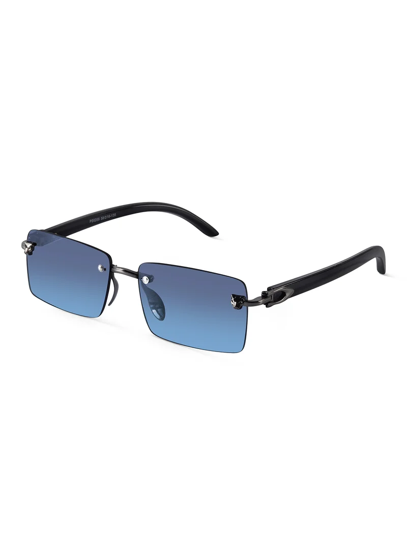 Woggles Xylo Blue Rimless Rectangle Sunglasses |Men & Women|100% UV Protection