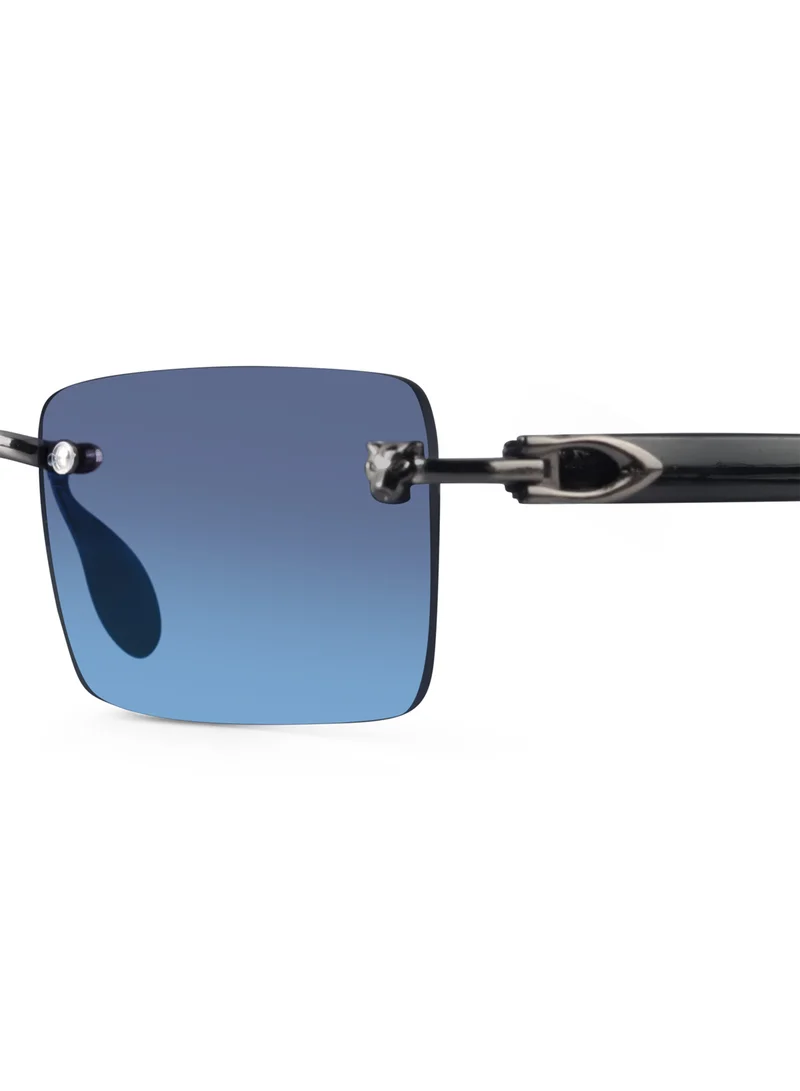 Woggles Xylo Blue Rimless Rectangle Sunglasses |Men & Women|100% UV Protection