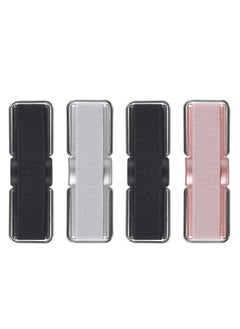 4 Pcs Phone Finger Holder Back of Phone Grip with Stand Compatible with iPhone Samsung and Most Smartphones(Black Black Silver Rose Gold 4PCS)