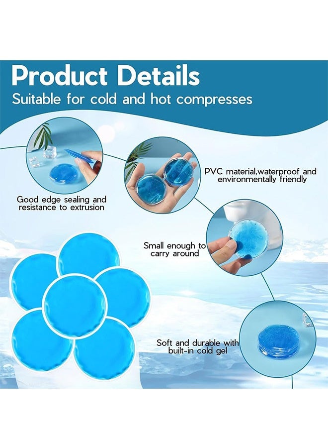 6 قطع من أكياس الثلج وسادات العين الساخنة والباردة وقناع العين لحماية العين والجمال من مادة البولي فينيل كلوريد والكمادات الباردة والساخنة قابلة لإعادة الاستخدام كيس ثلج دائري أزرق للعين سبا كيس ثلج صغير من الجل للوقاية من ضربة الشمس والعناية بالبشرة - Image 4