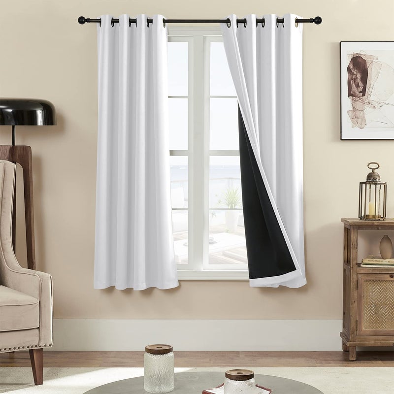 Rutterllow 100 Blackout 330 GSM Curtain 2 Panels Heat and Full Light Blocking Drapes with Grommets for BedroomThermal Insulated Window Treatment Drapes for Living RoomGreyish White52x63inch