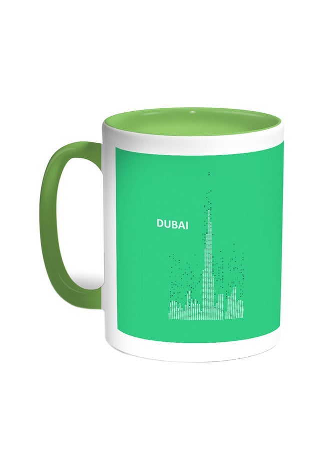 Abstract Drawing - Dubai Towers Printed Coffee Mug Green/White 11ounce