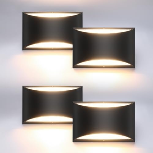 Aipsun 4 Pack Black Modern LED Wall Sconce Hardwired Indoor Wall Lights Up and Down Wall Mount Light for Living Room Bedroom Hallway Corridor Conservatory Warm White 3000K(with G9 Bulbs) - Image 1
