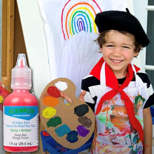 Scribbles 14700 3D Fabric Paint Shiny- Deep Red - Image 4