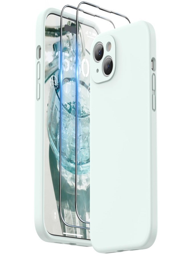 جراب SURPHY مصمم خصيصًا لهاتف iPhone 15 Plus، مزود بواقي شاشة وحبل تعليق، وحزام للهاتف، وجراب سيليكون سائل (واقي للكاميرا وبطانة من الألياف الدقيقة الناعمة)، مقاس 6.7 بوصة، إصدار 2023، لون نعناع ناعم. - Image 1