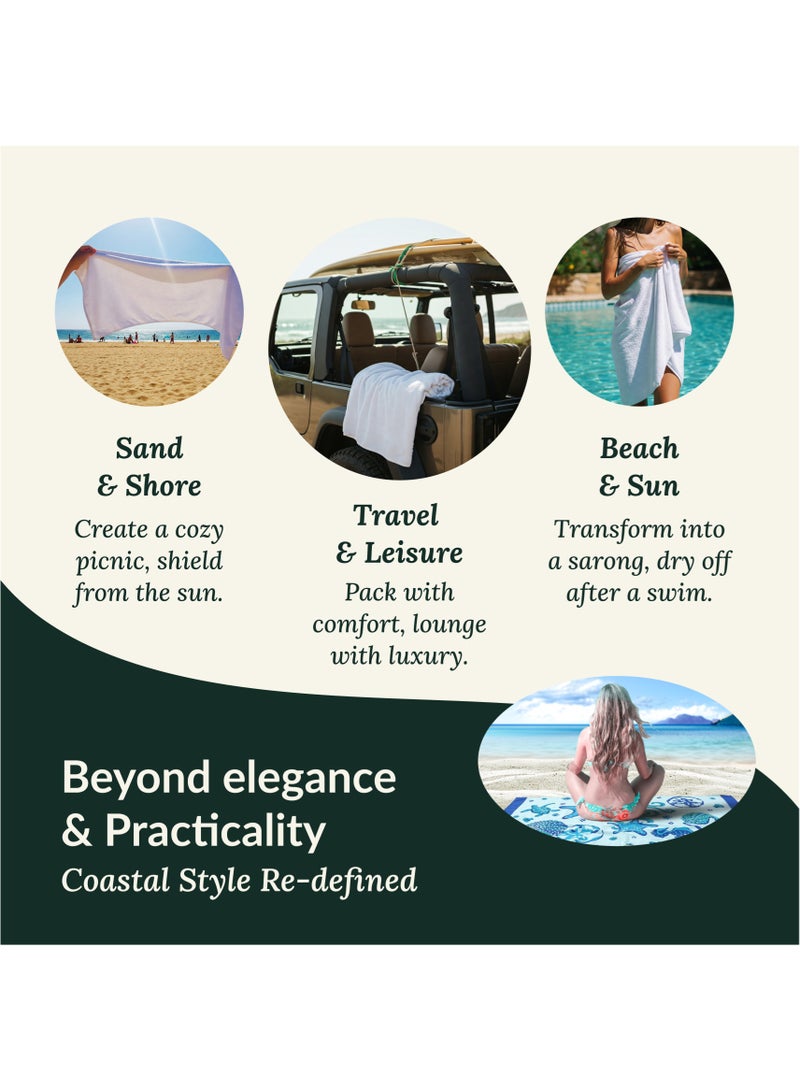 Cloud Scape Linen 100% Cotton Beach Towels Set Pack of 2, 39x71 inches, Quick Dry and Highly Absorbent Towels,STARFISH & SERENADE - Image 3