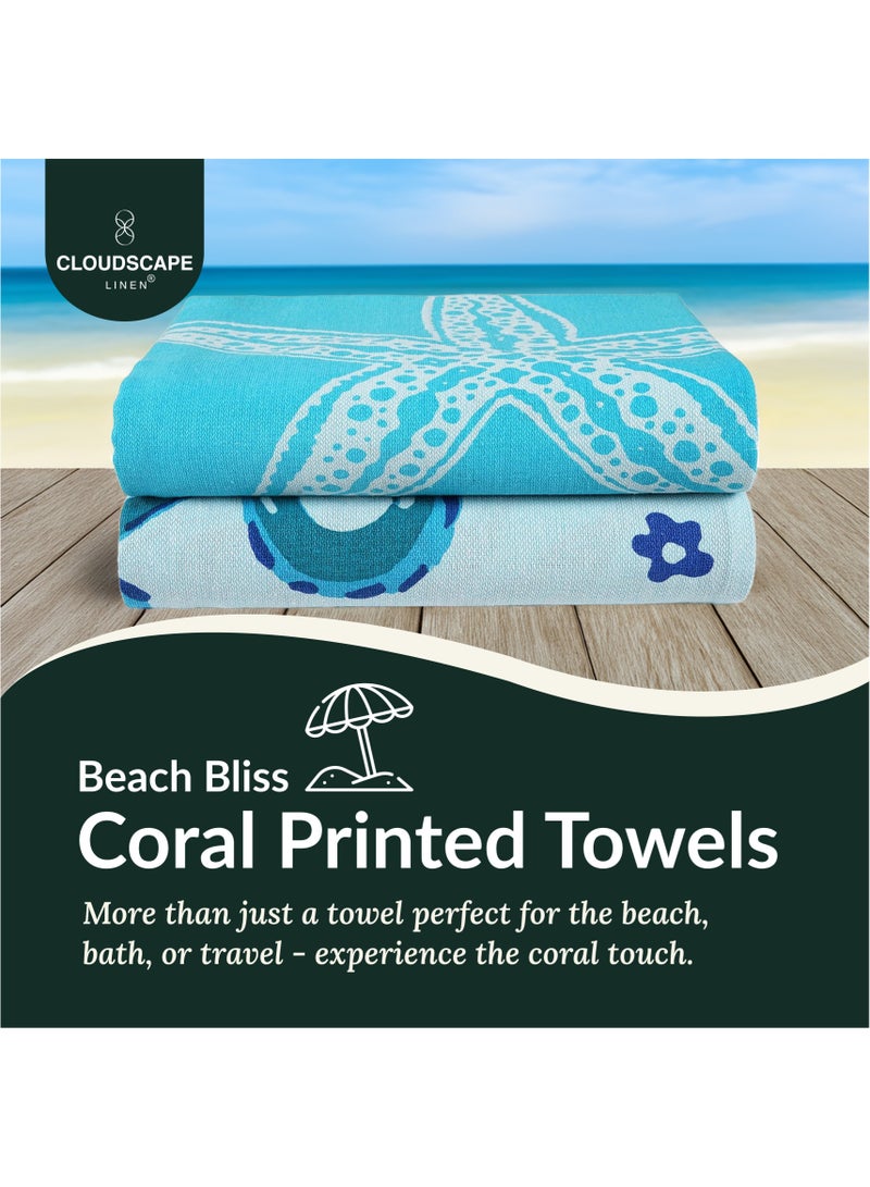 Cloud Scape Linen 100% Cotton Beach Towels Set Pack of 2, 39x71 inches, Quick Dry and Highly Absorbent Towels,STARFISH & SERENADE - Image 4