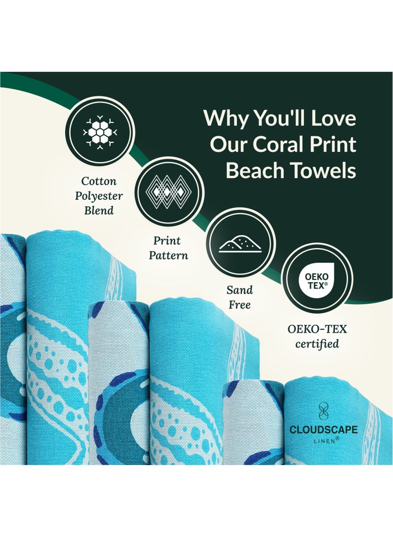 Cloud Scape Linen 100% Cotton Beach Towels Set Pack of 2, 39x71 inches, Quick Dry and Highly Absorbent Towels,STARFISH & SERENADE - Image 5
