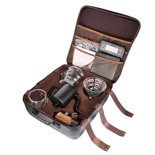 SOTECH Pour Over Coffee Maker Set, Coffee Kettle Scale, Pour Over Coffee Dripper, Bean Grinder, Glass Server, Drip Cup, Filter Paper, All in 1, Traveling Camping Hiking - Image 2