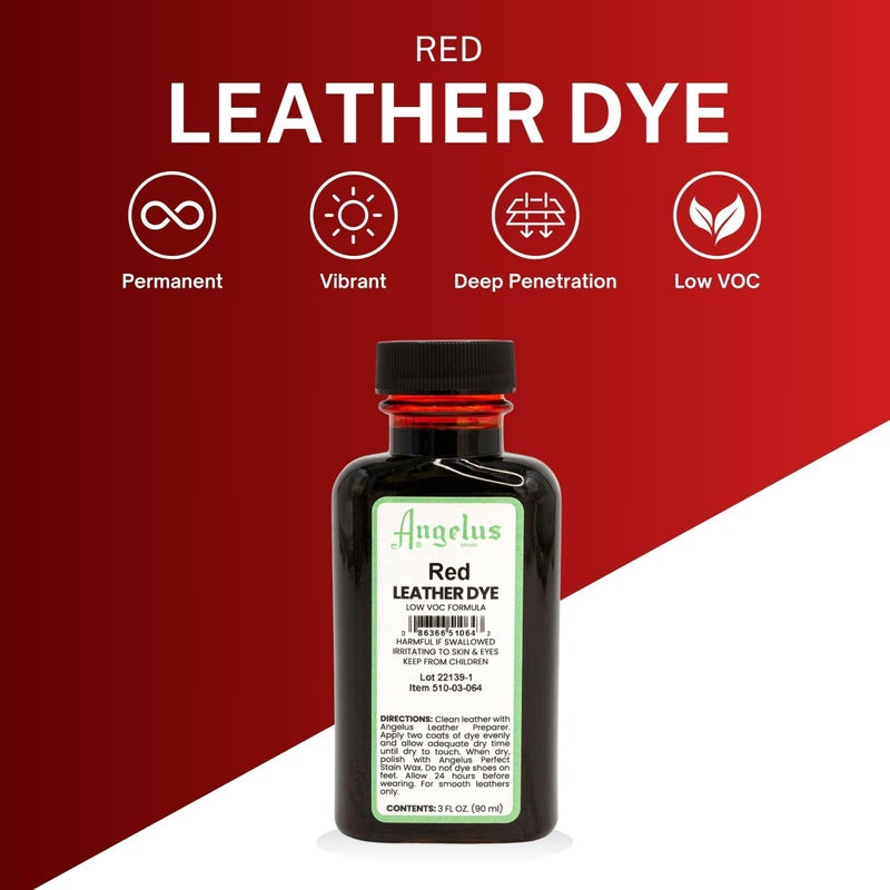 Angelus Leather Dye - Flexible Leather Dye for Shoes, Boots, Bags, Crafts, Furniture, & More 3oz, Dauber Included (Red) - Image 2