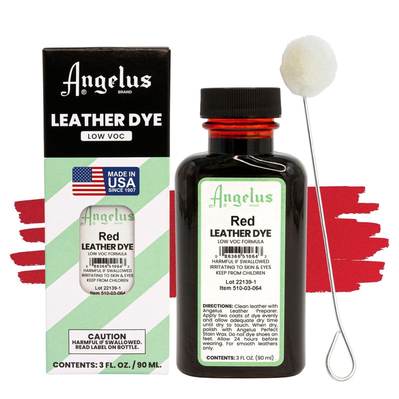 Angelus Leather Dye - Flexible Leather Dye for Shoes, Boots, Bags, Crafts, Furniture, & More 3oz, Dauber Included (Red) - Image 1
