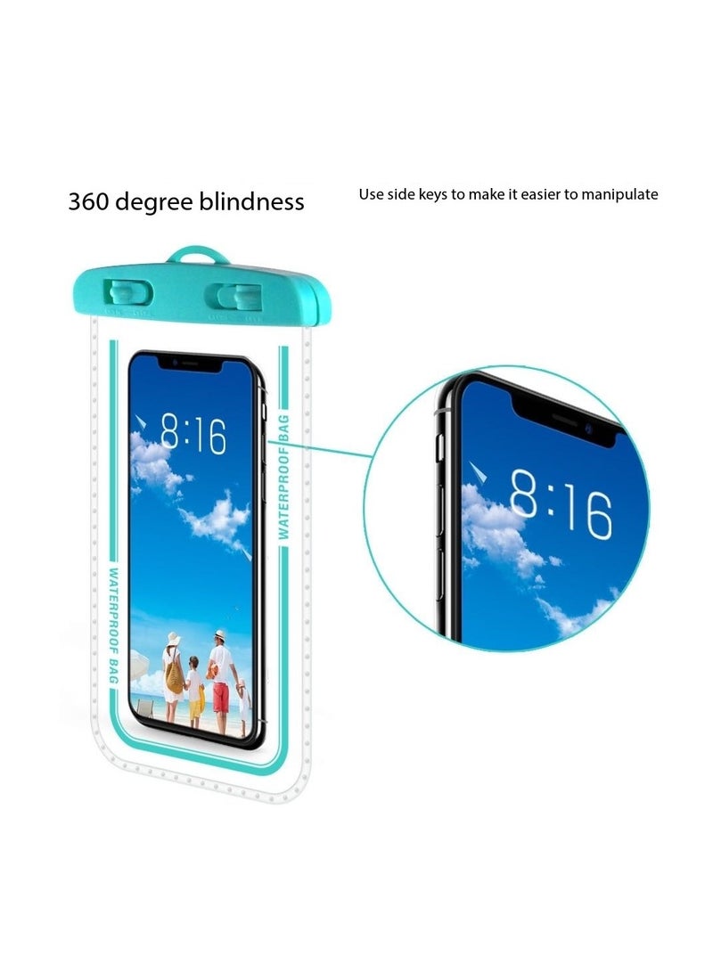 CityRiya-Long 2Pcs Waterproof Phone Pouch Set,Touch-Sensitive Underwater Dry Bag, IPX8 Certified Universal Phone Protector for Phones up to 7.2'' - Perfect for Swimming, Diving, Beach, Hot Spring, Water Park, Cruise, Snorkeling, Boating, Rafting & Water Sports Adventures(D7-2,white) - Image 2
