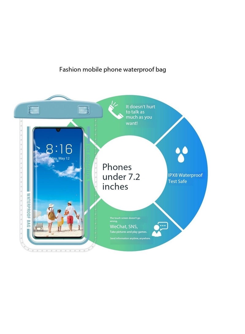 CityRiya-Long 2Pcs Waterproof Phone Pouch Set,Touch-Sensitive Underwater Dry Bag, IPX8 Certified Universal Phone Protector for Phones up to 7.2'' - Perfect for Swimming, Diving, Beach, Hot Spring, Water Park, Cruise, Snorkeling, Boating, Rafting & Water Sports Adventures(D7-2,white) - Image 4