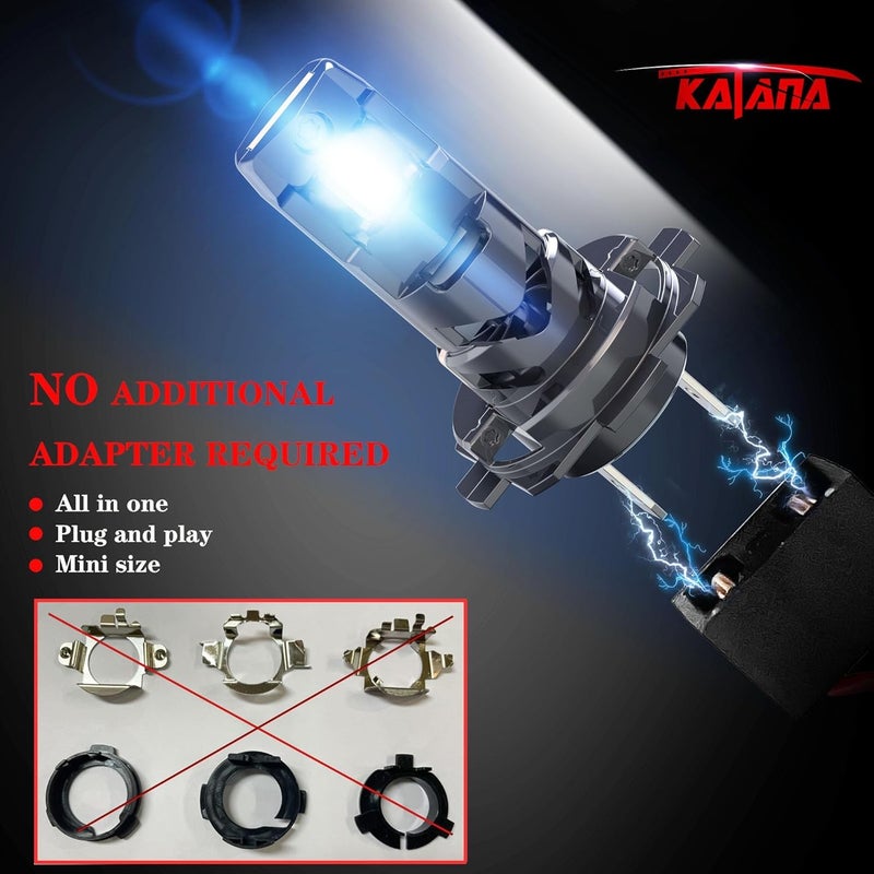 Katana H7 Light Bulbs,No Adapter Required 400% Brightness 6500K White Non-polarity Plug and Play Mini Size Fog Bulb of 2 - Image 3