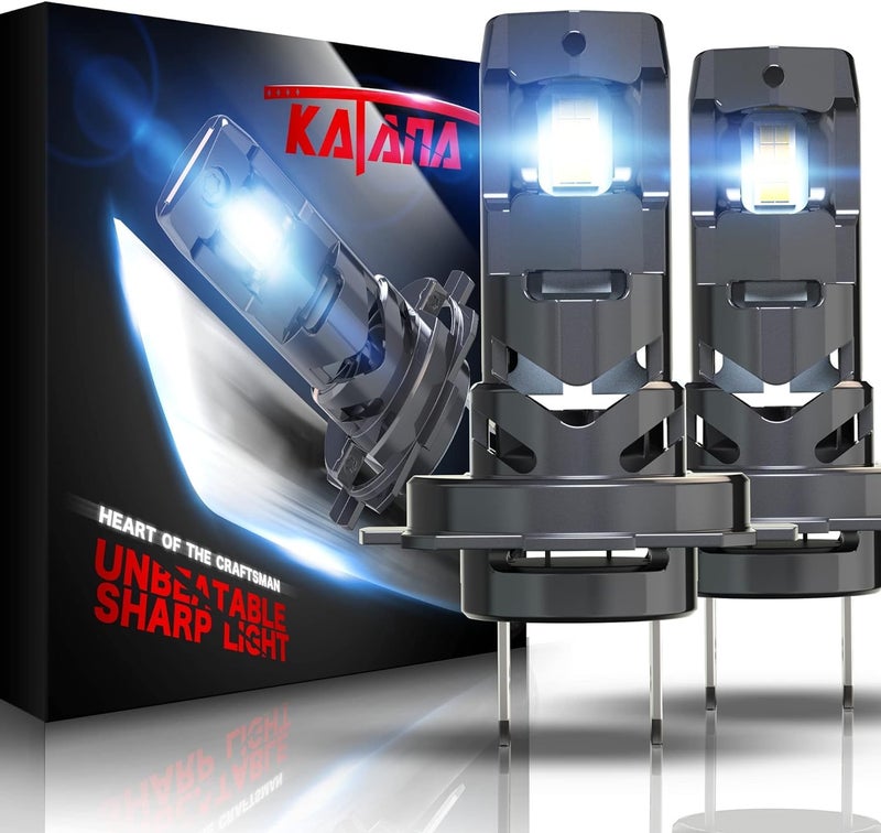 Katana H7 Light Bulbs,No Adapter Required 400% Brightness 6500K White Non-polarity Plug and Play Mini Size Fog Bulb of 2 - Image 1