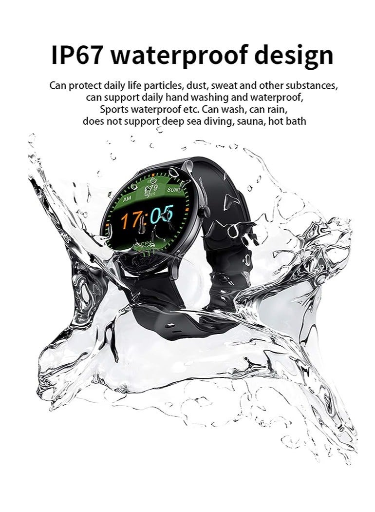 Unisex 1.28in TFT Screen, IP67 Waterproof, Heart Rate, Sleep, Blood Pressure Monitor, Fitness Tracker Smartwatch (Black, QW13) - Image 3