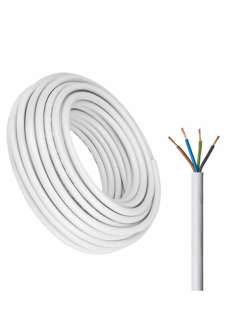 Duravel Duravel 4-Core Electrical Cable, White PVC Insulated Power Wire, Flexible Copper Conductors (4 CORE 20 METER, 1.5MM)  - Image 1