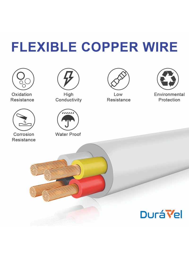 Duravel Duravel 4-Core Electrical Cable, White PVC Insulated Power Wire, Flexible Copper Conductors (4 CORE 20 METER, 1.5MM)  - Image 4