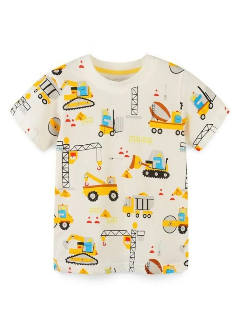 YUNIQEE Cream Conversational Printed Round Neck Cotton T-shirt
